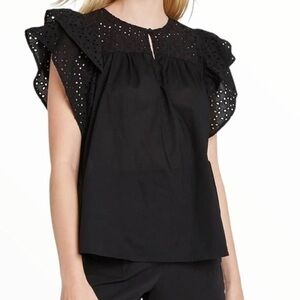 A New Day Short Sleeve Eyelet Top Medium